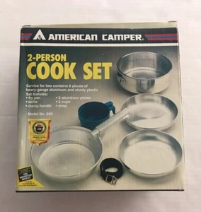 AMERICAN CAMPER 2 Person Cook Set Heavy Gauge Aluminum 8 piece model 696 - Picture 1 of 19