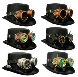 Steampunk Top Hat Fancy Dress Christmas Goggles Spike Retro Halloween Punk Rock  - Picture 1 of 7