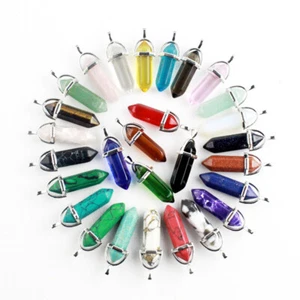 Crystal Quartz Point Hexagonal Healing Pendant Chakra Necklace Gemstone~ - Picture 1 of 56