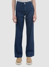 $270 A.P.C. Women's Blue 70's High Rise Wide Leg Denim Jeans Pants Size 24