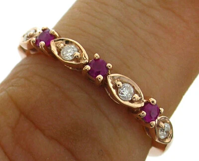 Anillo de eternidad R103 genuino de oro macizo de 9 quilates y diamantes naturales trilogía  Foto 1 de 3