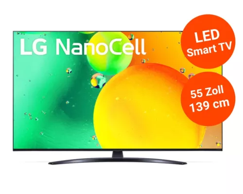 LG 55NANO766QA 55 Zoll (139cm) NanoCell 4K UHD Smart TV schwarz Google Alexa NEU
