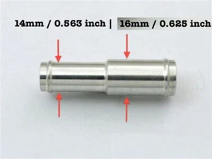 14mm to 16mm Alloy Aluminum Hose Joiner Reducer Adapter Connector Silicone - Picture 1 of 4