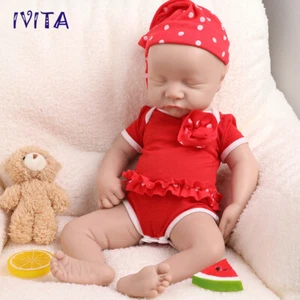 IVITA 17'' Full Silicone Reborn Baby Doll Girl Lifelike Eyes Closed Doll Xmas - Picture 1 of 12