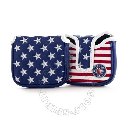 19TH HOLE CUSTOM SHOP US Flag Stars & Stripes Mallet Putter Head cover for Odyssey 2-Ball, TEN, #7, V