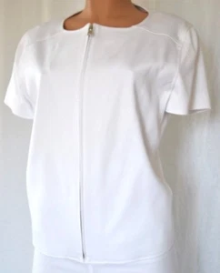 COURRÈGES WHITE SHORT SLEEVES FRONT ZIPPER VISCOSE CROPPED JACKET SIZE 44 - Picture 1 of 11