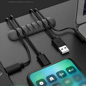 Clip de décharge de câble USB cordon filaire bureau rangé organisateur chargeur principal support iPhone Mac - Photo 1/18