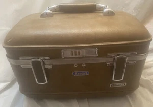 Vintage American Tourister Escort Train Hardshell Case Luggage Brown Combination - Picture 1 of 10