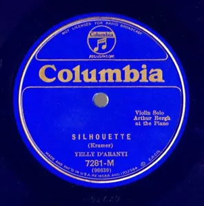 d’Aranyi, violin. Kramer. Silhouette/Nardini. Andante Cantabile. 78 Col 7281-M - Foto 1 di 4