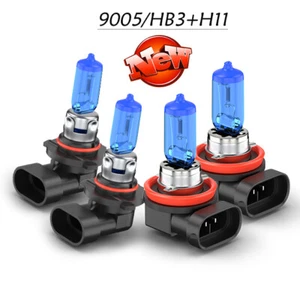 4Pcs 9005 H11 Headlight Combo Bulbs 6000K High&Low Beam Super Bright White - Picture 1 of 10