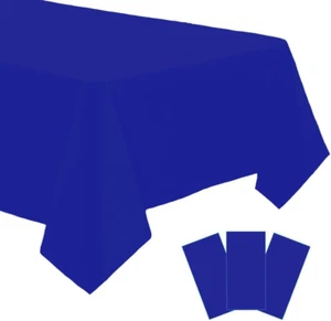 3 Pack Blue Disposable Tablecloth, 54" X 108" Plastic Table Covers, Decorative R - Picture 1 of 2