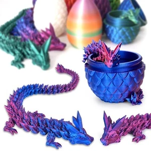8,5 cm 3D-gedruckter Kristalldrache mit Ei - bewegliches flexibles 3D-gedrucktes Spielzeug - Bild 1 von 7
