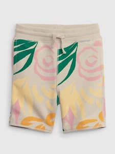 NEW $25 GAP Toddler Boys Fleece Pull-On Sweat Shorts Beige Spring Floral Size 5T - Picture 1 of 1