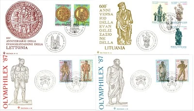 Vatican City 1987 Evangelism in Latvia Christening Lithuania Olymphilex FDC - Image 1 of 4