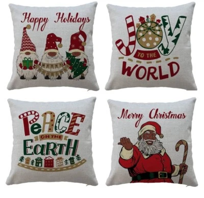 Christmas Throw Pillow Covers 16 X 16 in. Set of 4 Decorative Pillowcases - Image 1 of 4