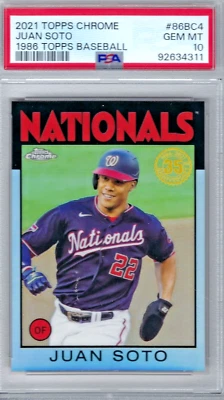 2021 Topps Chrome 1986 Topps Baseball #86BC4 Juan Soto PSA Gem MT 10 (JBC723) - Image 1 of 2