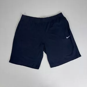NIKE Track Fleece Shorts Mens 2XL Navy Cotton Small Logo Activewear Bottoms - Picture 1 of 7