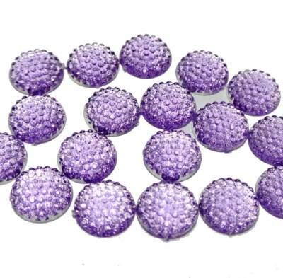 100 Acrylic Flatback Dotted Round Rhinestone Cabochon Dome 12mm Colour Choice - Image 1 of 4