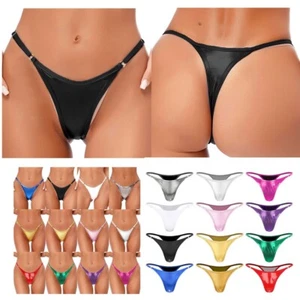 Damen Metallic G-String T-Back High Waist Slip verstellbare Träger Unterwäsche - Bild 1 von 130