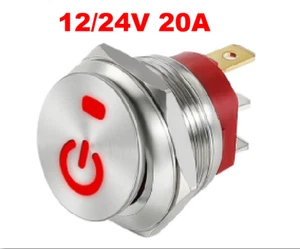 20A 12-24 VAC/DC 22MM(7/8") Rocker Style Switch Mini Circle Toggle Switch Power - Picture 1 of 6