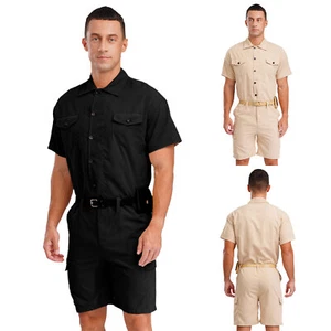 Mens Bodysuit Fashion Jumpsuit One Piece Rompers Tracksuit Cargo Casual Wear - Picture 1 of 32