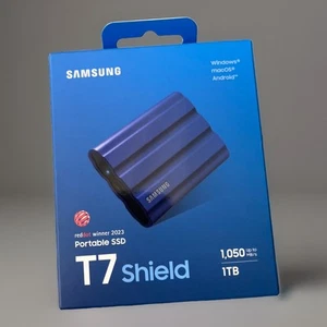 SEALED NEW Samsung T7 Shield 1TB USB 3.2 Gen 2 Type C External SSD Blue MUPE1T0R - Photo 1/4