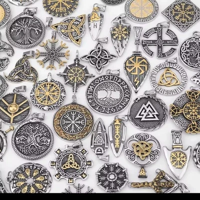 Colar de aço inoxidável pingente viking árvore da vida rotativo runa nórdica - Imagem 1 de 4