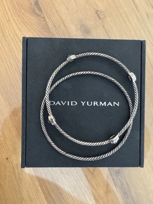 David Yurman Cable Classics Bracelet and Blue Topaz Sterling Silver 925 Bangles - Image 1 of 4