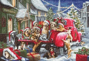 Cross Stitch Kit Luca-S - Puppies Christmas, Gold Collection - Picture 1 of 1