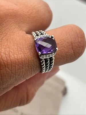 Anillo David Yurman 10x8mm Amatista y Diamante Pequeño Wheaton Talla 7 Foto 1 de 4