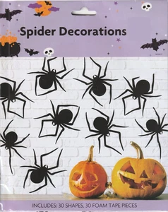 30 pc Spider Decorations Halloween Large Scary 5-7 inches w/ Tape Pieces - Picture 1 of 2