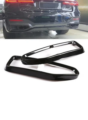 1 Pair Black Car Exhaust Muffler Tips Cover for BMW 7 Series G11 G12 2020-2022 Foto 1 de 4
