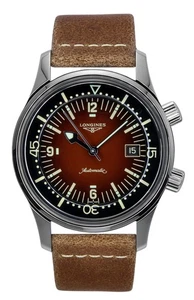 Reloj para hombre Longines Legend Diver correa de cuero esfera marrón automático L37744602 - Imagen 1 de 4