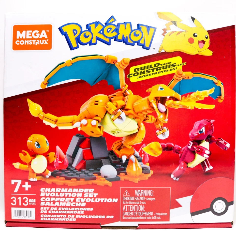 Mega Construx Pokemon Charmander Evolution Building Set Charizard 313 HFG06