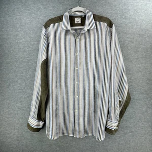 Murano Mens Baird McNutt Linen Dress Shirt XL Multicolor Stripe & Color Blocking - Picture 1 of 9