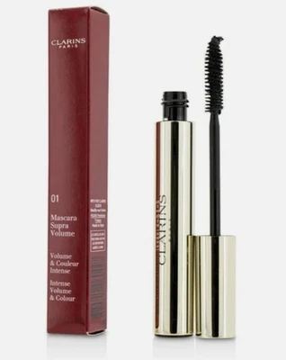 Máscara de pestañas Clarins Supra Volume 0,2 oz tamaño completo 01 negro intenso NUEVO Foto 1 de 3