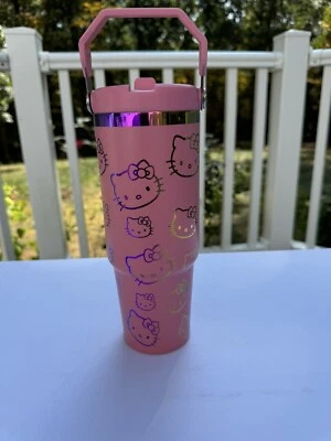Vaso 30oz Grabado Láser Sanrio Hello Kitty Caras Rosa Claro Arco Iris Undertone Foto 1 de 4