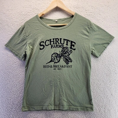 The Office Shirt Womens Large Green Schrute Farms Beet Dwight Short Sleeve - Изображение 1 из 4