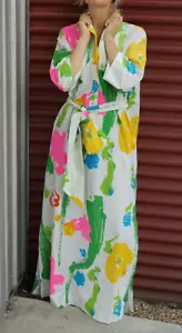 Vintage Catherine Ogust auffälliges abstraktes Baumwollkleid mit Gürtel Forever One Size JAPAN - Bild 1 von 9