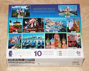AROUND THE WORLD Color JIGSAW PUZZLE Set 10 Puzzles 3400 Pieces NEW SEALED