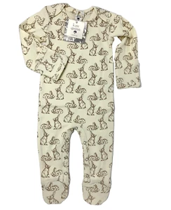 NWT Kate Quinn 6-9 Month Boys Girls Neutral Bunnies Long Sleeve Lap Neck Footie - Picture 1 of 6