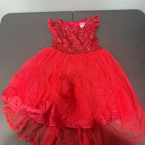 Zunie Girls Red Sequin Tulle High-Low Dress - Size 6 - Picture 1 of 4