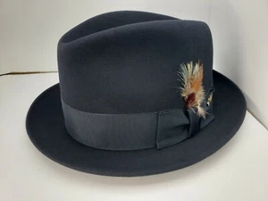 CAPPELLO DOBBS JET PELLICCIA FELTRO CLASSICO FEDORA NAVY MADE IN USA - Foto 1 di 7