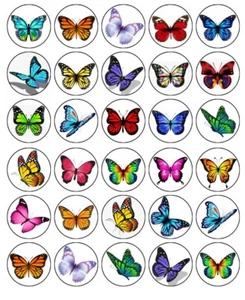 Butterfly Edible Cupcake Toppers Wafer Birthday Cake Decorations (2 Sizes) - Picture 1 of 4