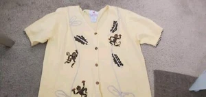 The Quacker Factory Sweater Womens Medium Yellow Beaded Cardigan Knit - Picture 1 of 3