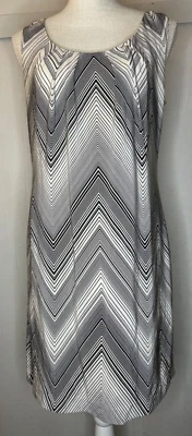 Vestido Trina Turk Talla 8 100% Seda Geométrico Sin Mangas Forrado Blanco Negro Foto 1 de 4