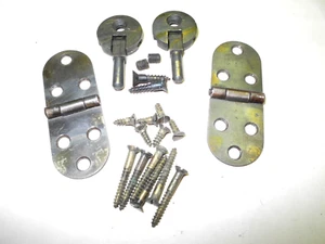 VINTAGE SINGER TREADLE SEWING MACHINE CABINET PIN HINGE SET + LID HINGE SET NICE - Picture 1 of 11