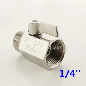 Mini valvola a sfera inox 1/4" con manico inox filettatura F x M NPT SS304 - Foto 1 di 2