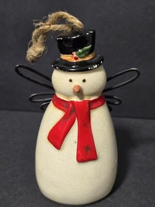 Russ Schneemann Engel Christbaumschmuck Keramik 4 1/2" Urlaub Sammlerstück - Bild 1 von 7