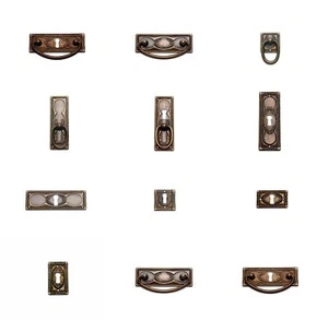 Antik Möbel Beschlag Schlüsselschild Griff Jugendstil Patina Ring Möbelgriff - Bild 1 von 13